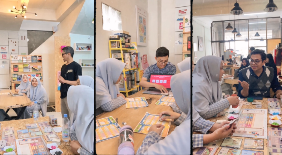 Sesi Game-Based Learning IIBS Thursina didampingi oleh fasilitator Let’s Play Indonesia